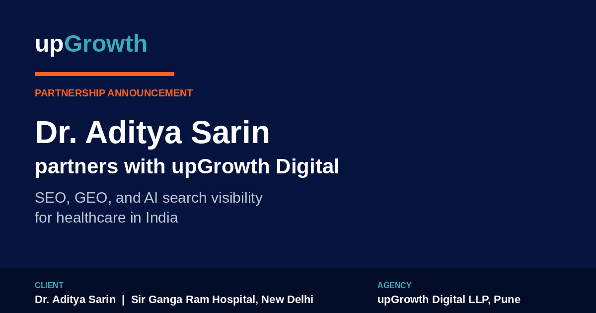 Dr Aditya Sarin Partners With Upgrowth Digital For Seo Ai Growth Featured